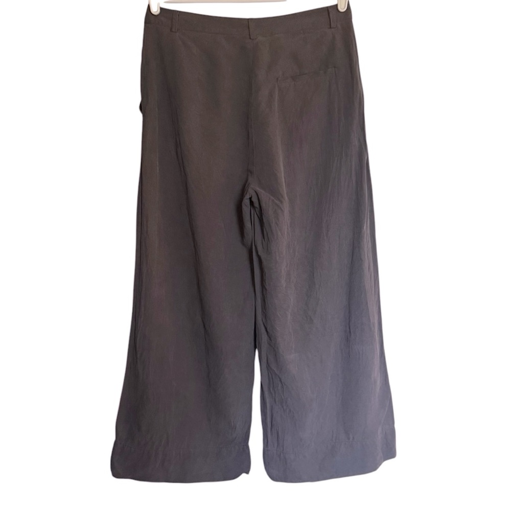 POETRY Silk & Linen Charcoal Gray Wide Leg Cropped Pants Womens Size 6 - Picture 3 of 12